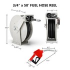 Diesel Fuel Hose Reel Retractable 3 4  X 50  With Auto Refueling Gun Swivel Reel