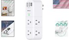 Compact Usb Surge Protector Power Strip - 6 Ac Outlets   3 Fast Charging Ports
