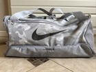 Nike Sportswear Brasilia Duffle Bag Camo Gray Gym Travel Pockets 24x12x12