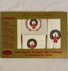 Vintage Mcm Christmas Hostess Paper Placemats Napkins Coasters 32 Piece Box Set