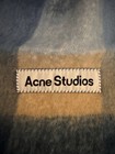 Acne Studios Plaid Wool Rectangle Scarf Blue Beige Gray Fringe Logo
