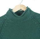 Vintage 90s Large Roll Neck Sweater Mockneck Chunky Knit Green Preppy Heritage