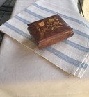 Beautiful Vintage Italian Wooden Inlay  Musical Jewelry Box Floral Pattern