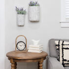 Wall Hanging Baskets Set Of 2  White Wicker Rustic Farmhouse Baskets
