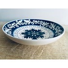 222 Fifth Majorca Round Pasta Serving Bowl - Blue white 13 Inch 7 8
