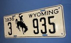   Original 1936 Wyoming License Plate First Year Of Bronco Lower Number Rare Ks