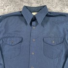 Vintage Oshkosh Bgosh Shirt Mens 16 Short Blue Snap Button 60s 70s Usa Workwear