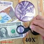 40x Magnification Loupe Jewelry Magnifier Folding Glass Lens   Full Metal Mag   
