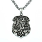 Archangel Saint St Michael Protect Us Medal Shield Pendant Necklace W 20  Chain