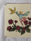 Very Unusual Hand Painted Fairy Design Antique 6 Inch Tile Arts   Crafts