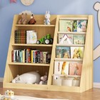 Kids Bookshelf And Toy Storage Organizer  4 Tier Wooden Kids Book Shelf With    