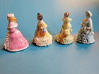4 Vintage Irish Dresden Porcelain Lady Victorian Ribbon Lace Dress Mini 2  Lot