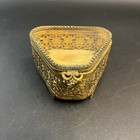 Vtg Antique Victorian Jewelry Casket Brass Trinket Box Beveled Glass Ormolu 5 