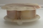 Vintage Clam Shell Shaped Onyx Alabaster Marble Stone Hinged Trinket Jewelry Box