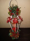 Vintage Pixie Knee Hugger Elf Christmas Ornament 10  Cage Poinsettia