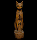 Ancient Egyptian Antiques Bastet Cat Goddess Statue Alabaster Style Figure Bc