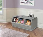 Children s Wooden Three Bin Stackable Storage Organizer Cubby 5 2 Cu Ft Silver