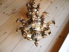 Heavy Antique Vintage Mazarin Brass Chandelier Old French Big 8 Lights     31 5 