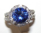 3 50 Ct Round Natural Sapphire   Diamond Wedding Ring 18k Real White Gold Size 9