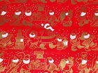 Vtg 1960 Christmas Santa Elves Elf Dept Store Wrapping Paper Gift Wrap 2 Yards