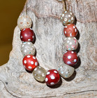 Antique Venetian White   Red Lampwork Skunk Trail Deco Eye Beads  African Trade