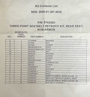 Hmmwv Rear Seat 3-point Seatbelt Kit  P n 57k0203  Nsn 2540-01-387-4036