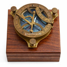 4  Brass Sundial Compass West London Wooden Box Antique Vintage Nautical Gift