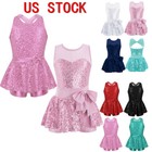 Girls Sequins Ballet Tutus Dance Leotard Dress Gymnastics Ballerina Dancewear