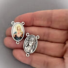 3 Pc White Immaculate Heart Mary Centerpiece Italy Rosary Part Large E152 Silver