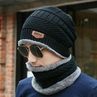 Winter 3 Piece Set Mens Knit Beanie Hat Scarf Touch Screen Ski Gloves Warm