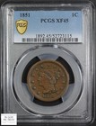1851 Braided Hair Copper Large Cent 1c Pcgs Xf 45