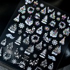 Christmas Nail Art Stickers 5d Embossed Self-adhesive Silver Gold Christmas T   