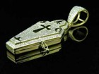 1ct Round Cut Rip Coffin Box Casket Pendant 14k Yellow Gold Finish 18 free Chain