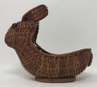 Vintage Wicker Bunny Planter  Woven Rabbit  Intricate Rattan Basket Easter Decor