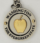 Vintage Washington The Evergreen State Souvenir Two Sided Metal Spinner Keychain