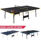 Official Size Indoor Tennis Ping Pong Table 2 Paddles Balls Foldable   Casters