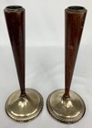 Art Deco Candle Holders Sterling Silver Rosewood Weighted Pair