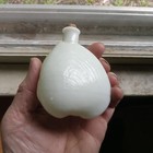 1890s Hand Blown Milkglass Clam Figural Bottle Pocket Whiskey Nip Flask
