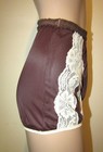 Vtg Brown Satin Nylon Brief Panty Granny Wide Gusset -9 Custom Lace Sissy