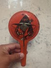 Vintage 1940s Halloween Noisemaker Witch Bats Tc Usa Tin Metal Double Wood Clack