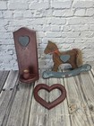 Vintage Wooden Rocking Horse Heart   Candle Holder Sconce Vintage Nursery Decor 