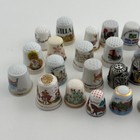 Vintage Thimble Lot 38 Porcelain Pewter Wood Souvenir Mixed Collection