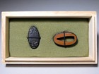 Great Work Wave Design Shakudo Kinko        Fuchi Kashira Edo Era Tsuba Antique