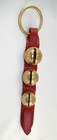 New Premium 3 Gold Brass Bell Red Leather Real Horse Sleigh Bell Door Knocker