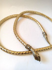 Gold Mesh Snake Belt Vtg 70s 80s Snake Head Clasp Whiting   Davis   Adj Xs S M