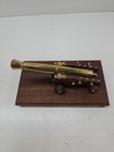 Vtg Hand Crafted Brass   Wood Table Top Desk Decorative Cannon