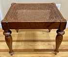 Vtg Walnut Caned Vanity Bench