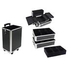 4in 1 Rolling Aluminum Makeup Case Cosmetic Train Box Wheeled Storage Lockable