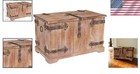 Spacious Aged-wood Storage Trunk With Decorative Metal Accents And Easy Handles