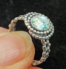 Roman Glass Ring Silver 925 Ancient Round Fragment 200 B c Bluish Patina Size 8